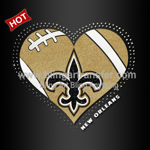 New Orleans Saints NFL Iron-on Rhinestone Transfer Bling 