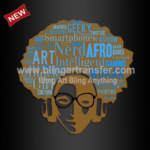 New Iron on Heat Printing Vinyl Applique Afro Girl Transfers for Shirt