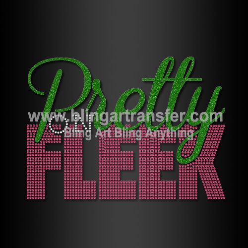 Rhinestone AKA Heat Transfer Stickers Pretty on Fleek Wholesale for T Shirts