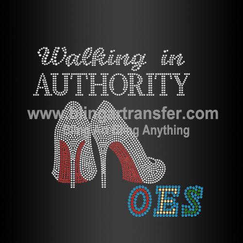 Factory Direct Sale Walking in Authority Iron on Rhinestone OES Heat Transfers