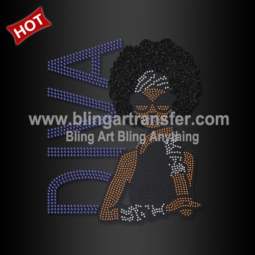 Beautiful Zeta Diva Wholesale Korean Rhinestone Afro Girl Iron on Transfers