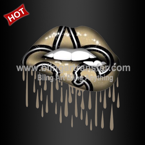 Bling Iron On Rhinestone Transfer "New Orleans Saints" New Hotfix 