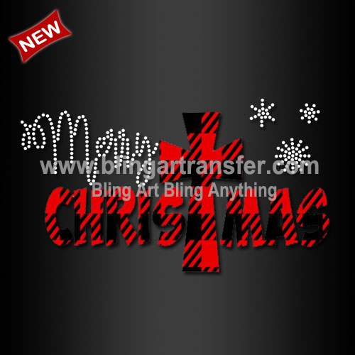 Iron on Vinyl Buffalo Plaid Merry Christmas with Cross Heat Transfers Printing Design