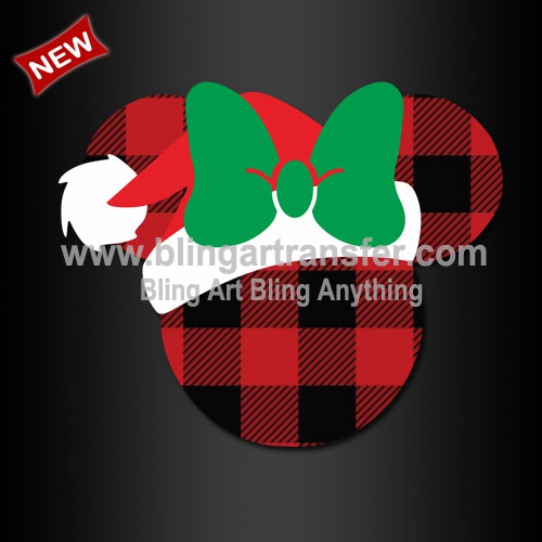 Buffalo Plaid HTV Printing Minnie Mouse Head for Kids Clothing Custom Order