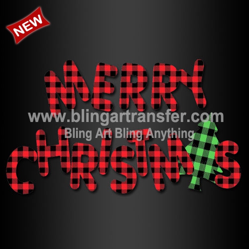 Fashion Buffalo Plaid Heat Printable Vinyl Merry Christmas Transfer