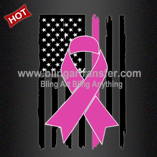 America Flag  with Pink Ribbon Heat Transfer Vinyl for Garment