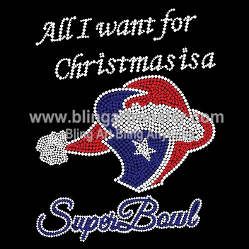 Super Bowl Rhinestone Texans Iron Ons