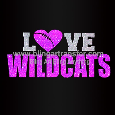 I Love Wildcats Baseball Rhinestone Transfers