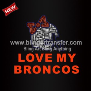 Loves My Broncos Rhinestones Transfers