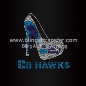 Go Hawks Rhinestones High Heel Transfers