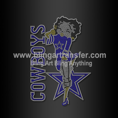 Hotsale Betty Loves Cowboys Rhinestone Transfers Iron On