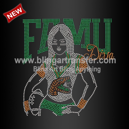 Hot Sale FAMU Iron on Rhinestone Transfer for Coodies
