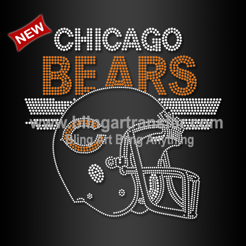 Bling Custom Design Chicago Bears iron on rhinestone applique