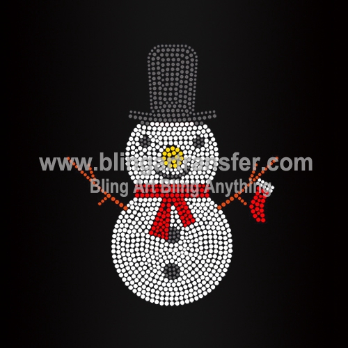 Beautiful Snowman Hot Fix Strass Motifs Christmas Rhinestone Design