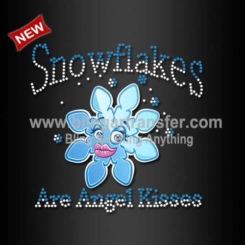 Popular Custom Iron on Rhinestone Heat Transfer Snowflakes for Clothing