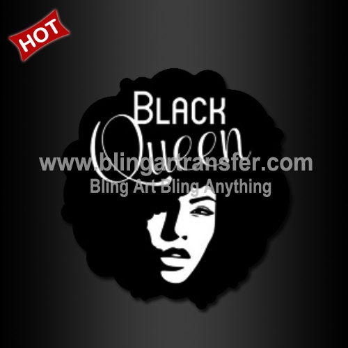 Bling Afro Lady Heat Print Vinyl Transfer Black Queen for Apparels