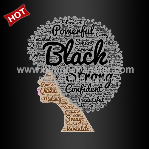Black Woman Iron on Afro Girl Heat Printed Vinyl Transfer for Shirts