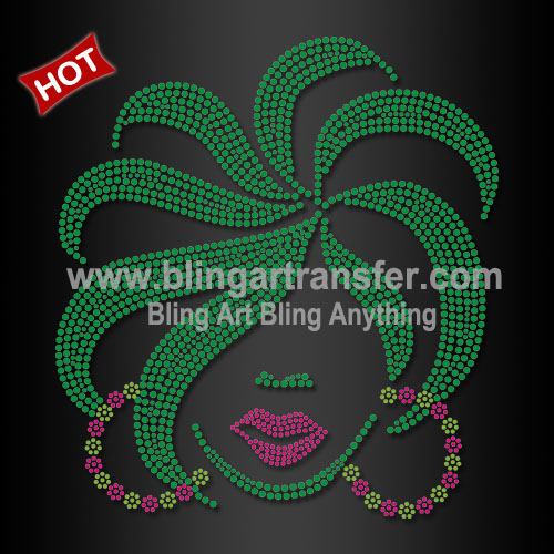 Hot Selling AKA Afro Rhinestone Transfer For Girls Shirts