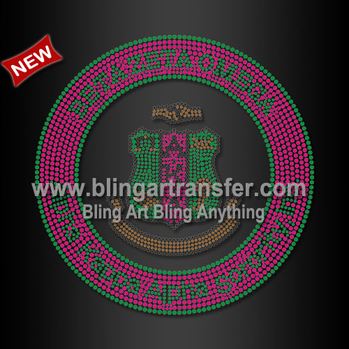 AKA Circle Heat Press Rhinestone Transfers