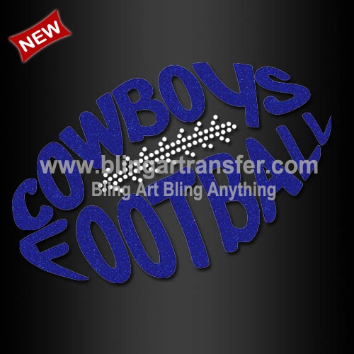 New Rhinestone Dallas Cowboys Glitter Iron on Transfer for Football Garments