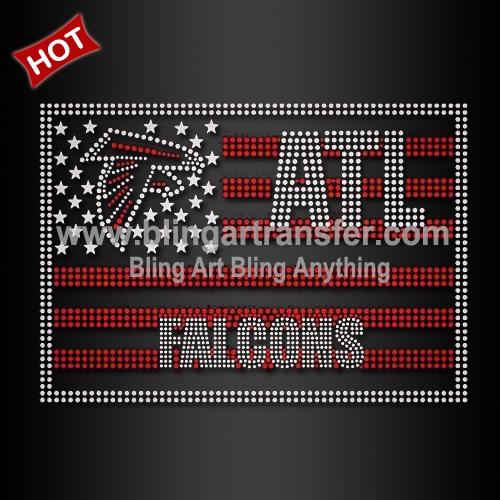 Iron on Falcons with US Map Hot Fix Rhinestone Custom your design