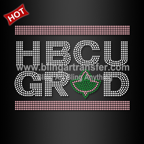 HBCU Grad Rhinestone Transfer Iron on for College Shirts