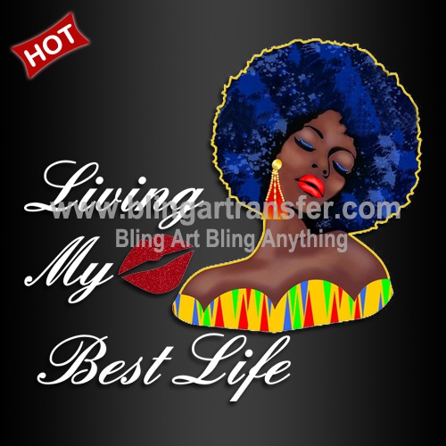 Living My Best Live Afro Girl Iron On Transfers