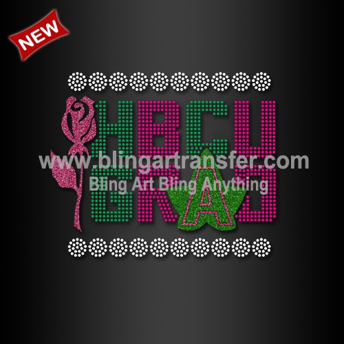 Bling Shirt Transfers HBCU GRAD AKA Rhinestone Hot Fix