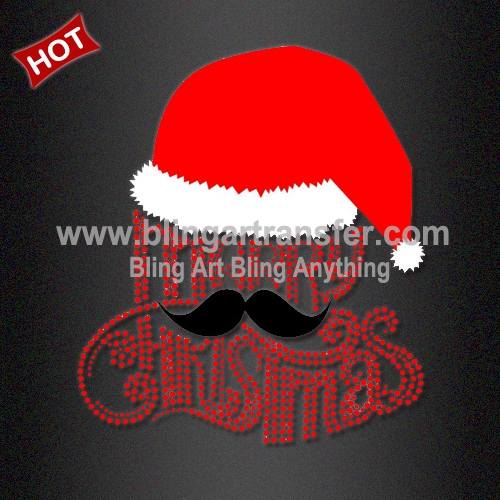Merry Christmas Rhinestone Heat Transfers