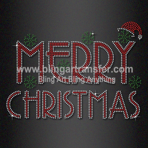 Merry Christmas Rhinestone Transfers Custom Design Service Free Set Up Fee