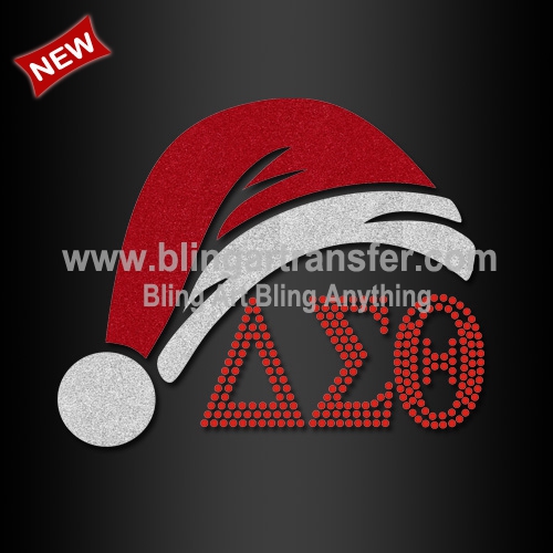 Bling Rhinestone Transfer DST with Santa Hat Glitter Iron ons