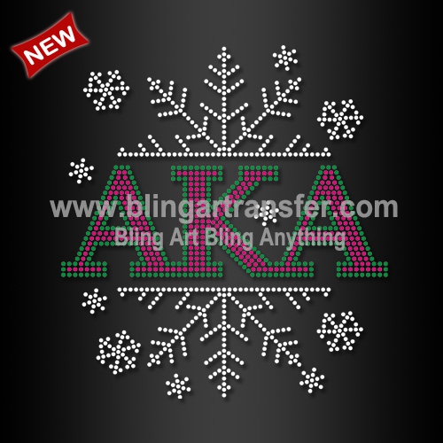 Christmas Transfer Alpha Kappa Alpha with Snowflakes Rhinestone Hot Fix