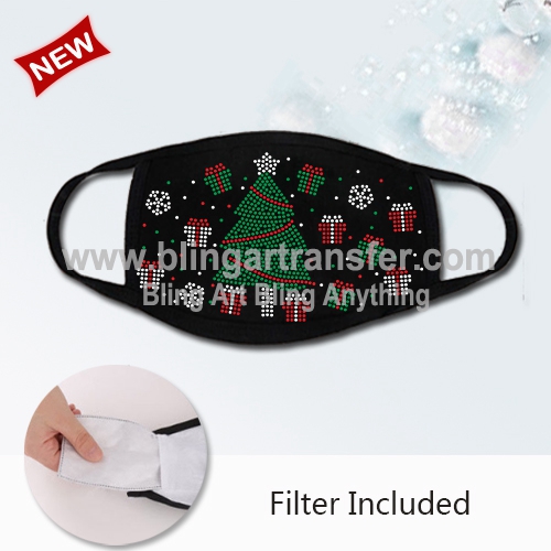 Rhinestone Masks Christmas Tree Design 100% Cotton