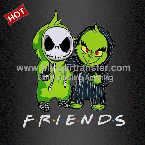 Friends Grinch and Jack Skellington Heat Transfers White Ink Plastisol Iron Ons