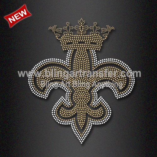 Popular Rhinestone Iron on Transfer Saints Inspired Crown Me Fleur de Lis
