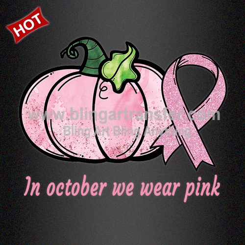 In october we wear pink iron on heat transfers for clothing