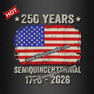 250 Years USA Flag Iron On Designs Heat Transfer for T-shirts