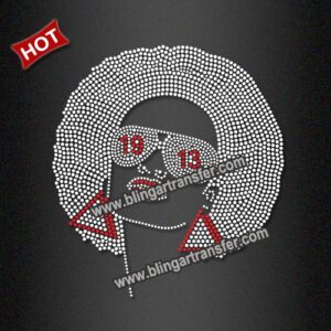 White Red Delta Sigma Theta DST 1913 Afro Hair Woman Sunglasses Rhinestone Heat Transfer Sorority Bling Hotfix Iron On Applique