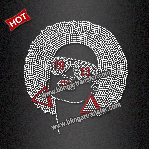White Red Delta Sigma Theta DST 1913 Afro Hair Woman Sunglasses Rhinestone Heat Transfer Sorority Bling Hotfix Iron On Applique