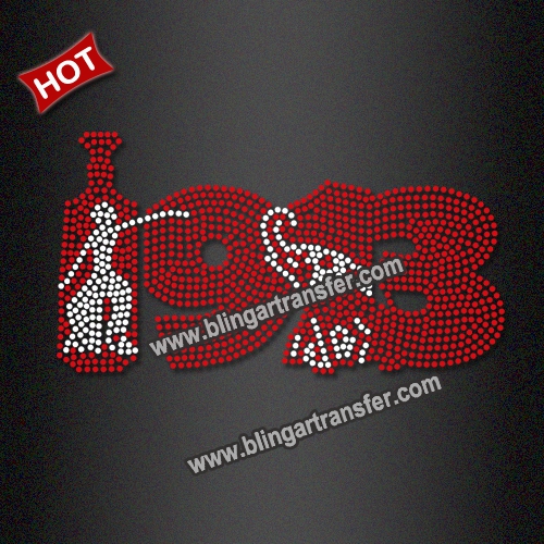 Red White AKA 1908 Wine Bottle Pouring Rhinestone Heat Transfer Alpha Kappa Alpha Sorority Bling Hotfix Iron On Applique
